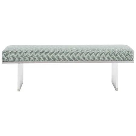 Acrylic with Stainless Steel Accent Bench with Upholstered Cushion